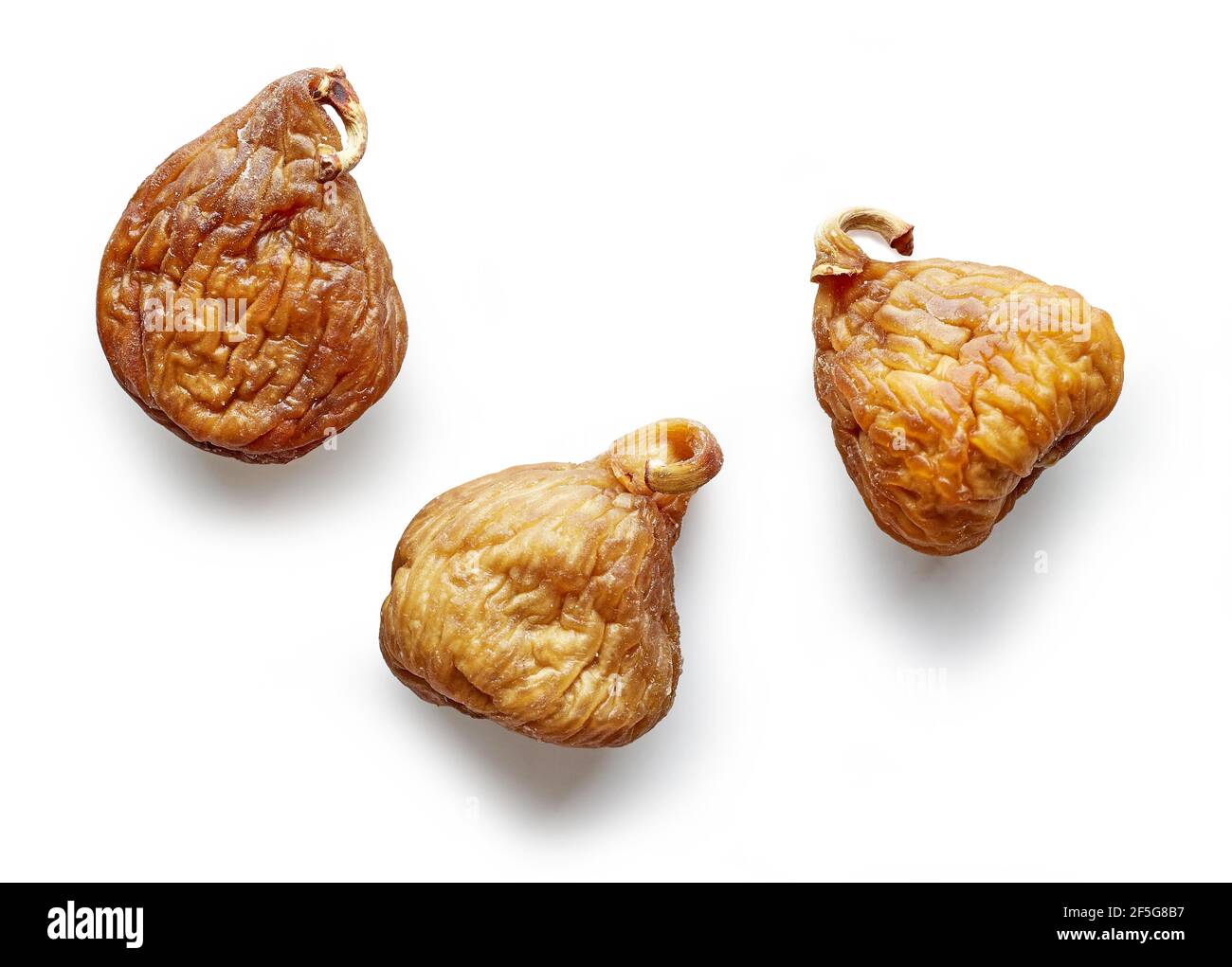 various dried figs isolated on white background, top view Stock Photo