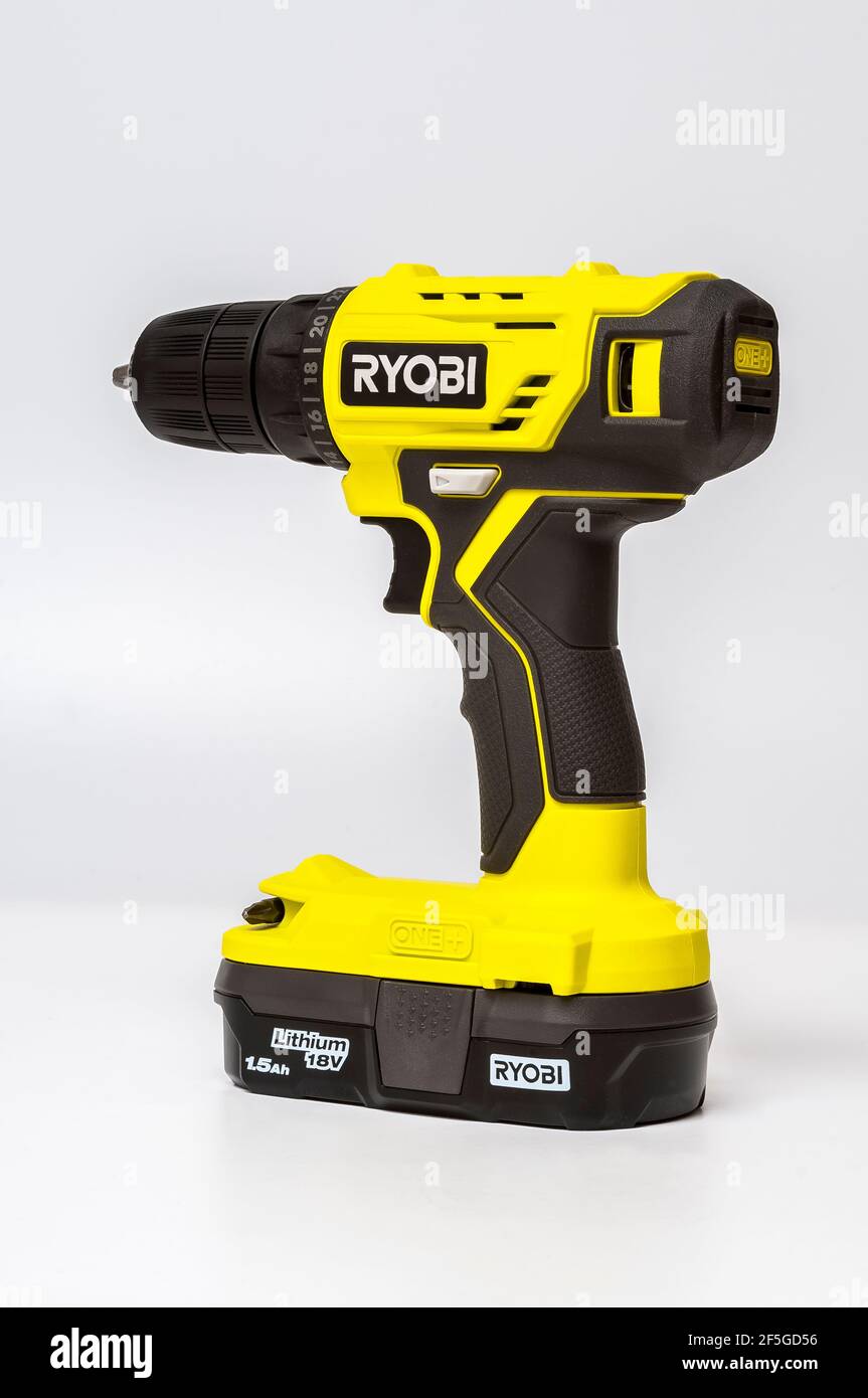 Ryobi 3 8 cordless electric drill as seen from the rear left hand side Stock Photo Alamy