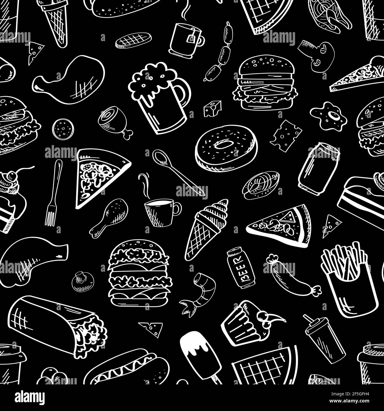 Food, seamless pattern. Vector illustration on a black background Stock  Vector Image & Art - Alamy