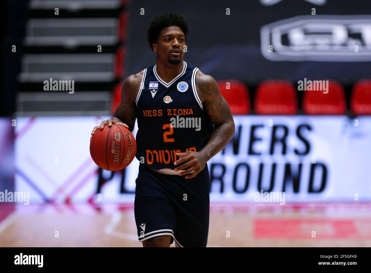 26-03-2021: Basketbal: Iraklis BC v Ironi Ness Ziona: Den Bosch DEN BOSCH, NETHERLANDS - MARCH 26: Patrick Miller of Ironi Ness Ziona during the Fiba Stock Photo