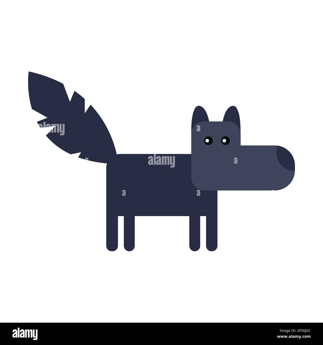 Wolf cute doodle hand drawn flat vector illustration. Icon. Simple ...