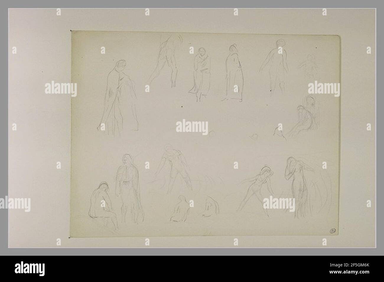 Redon - Etudes de figures drapées et de figures nues, RF 40812, Recto. Stock Photo