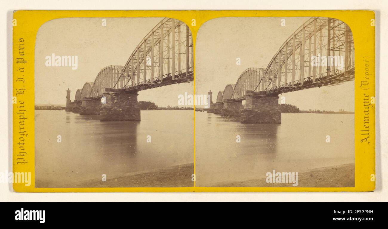 Mayence (Hesse-Darmstadt). Perspective du pont fixe, cote inacheve.. Hippolyte Jouvin (French, 1825 - 1889) Stock Photo