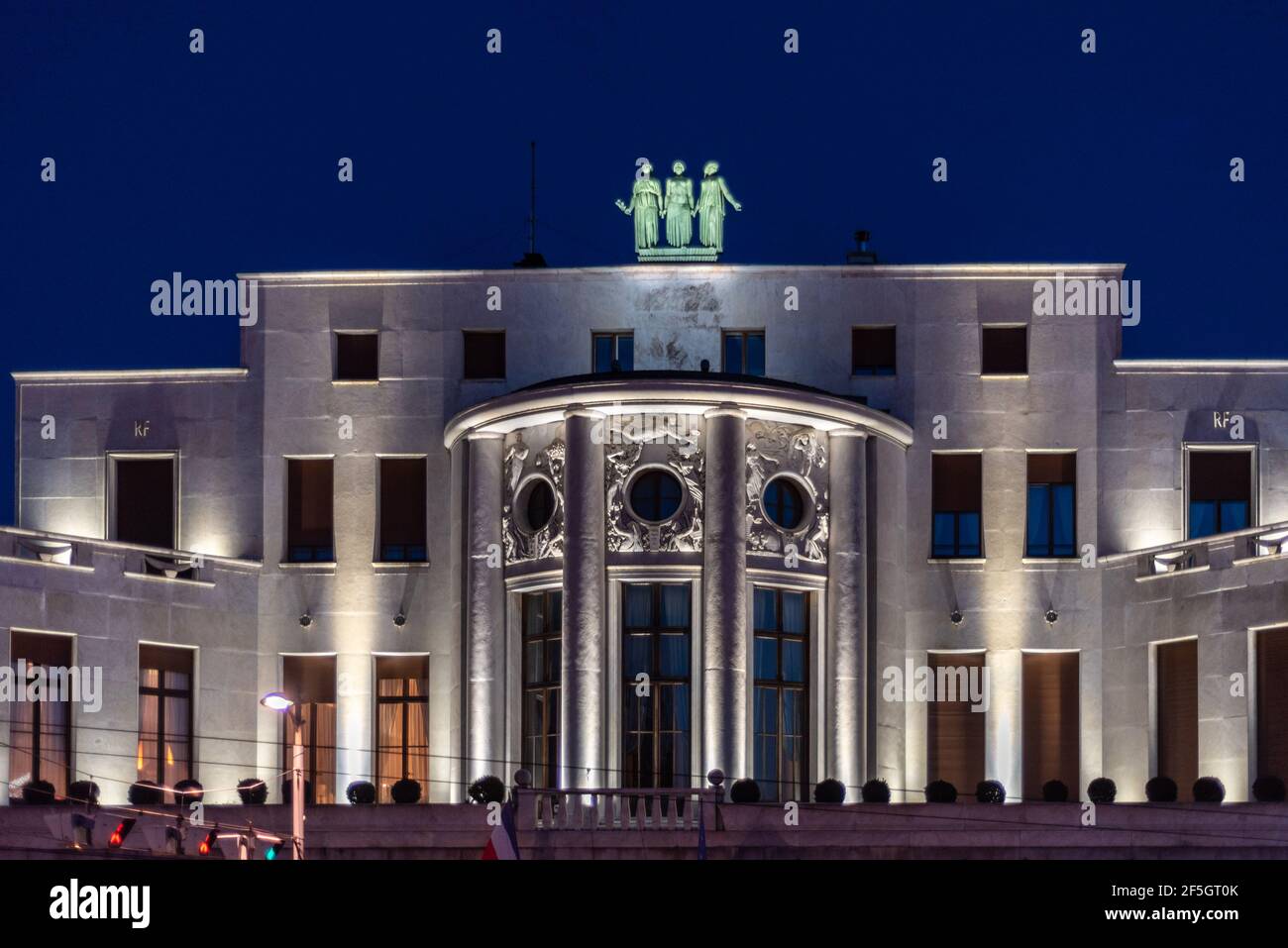 Belgrade, Serbia - March 25, 2021: Embassy of France in Belgrade, Serbia at night Stock Photo