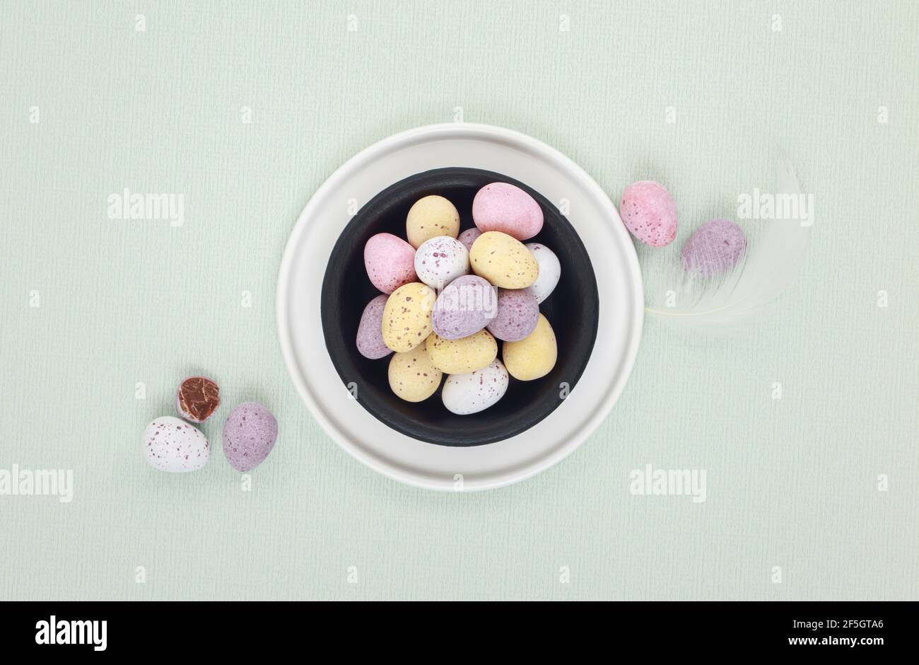 Speckled mini chocolate eggs Stock Photo