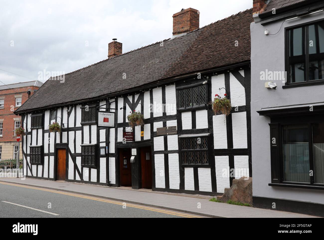 Former almshouses on Welsh Row at Nantwich in Cheshire Stock Photo