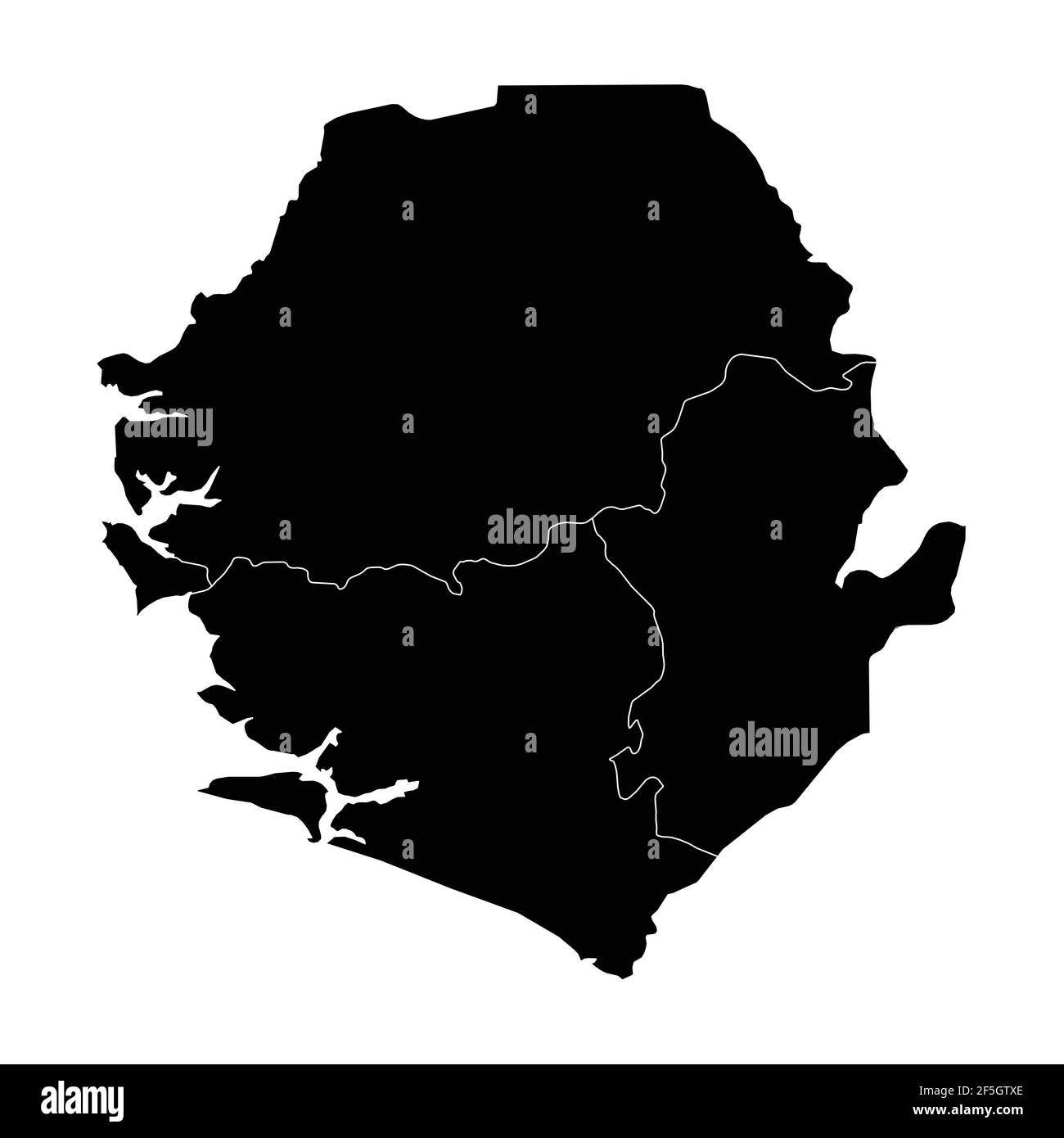Sierra Leone country map vector with regional areas Stock Vector Image