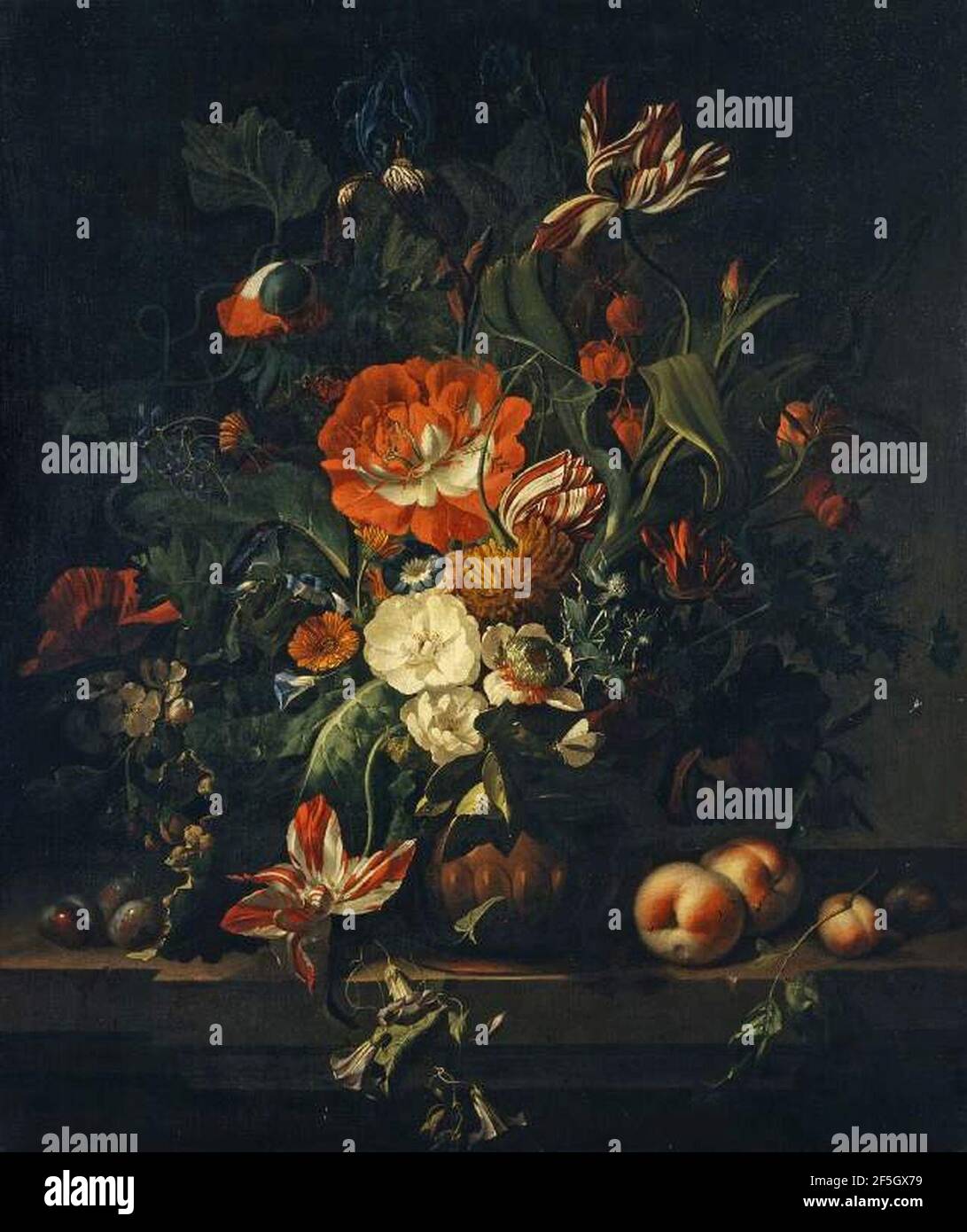 Rachel Ruysch - Flowers in a terracotta vase - PD.88-1973 Stock Photo ...