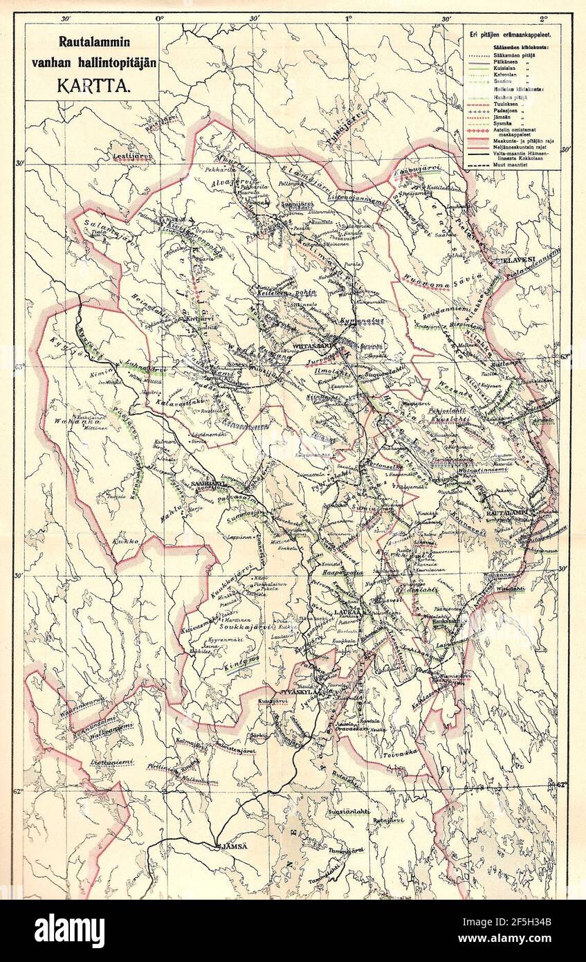 Rautalammin vanhan hallintopitäjän kartta. Stock Photo