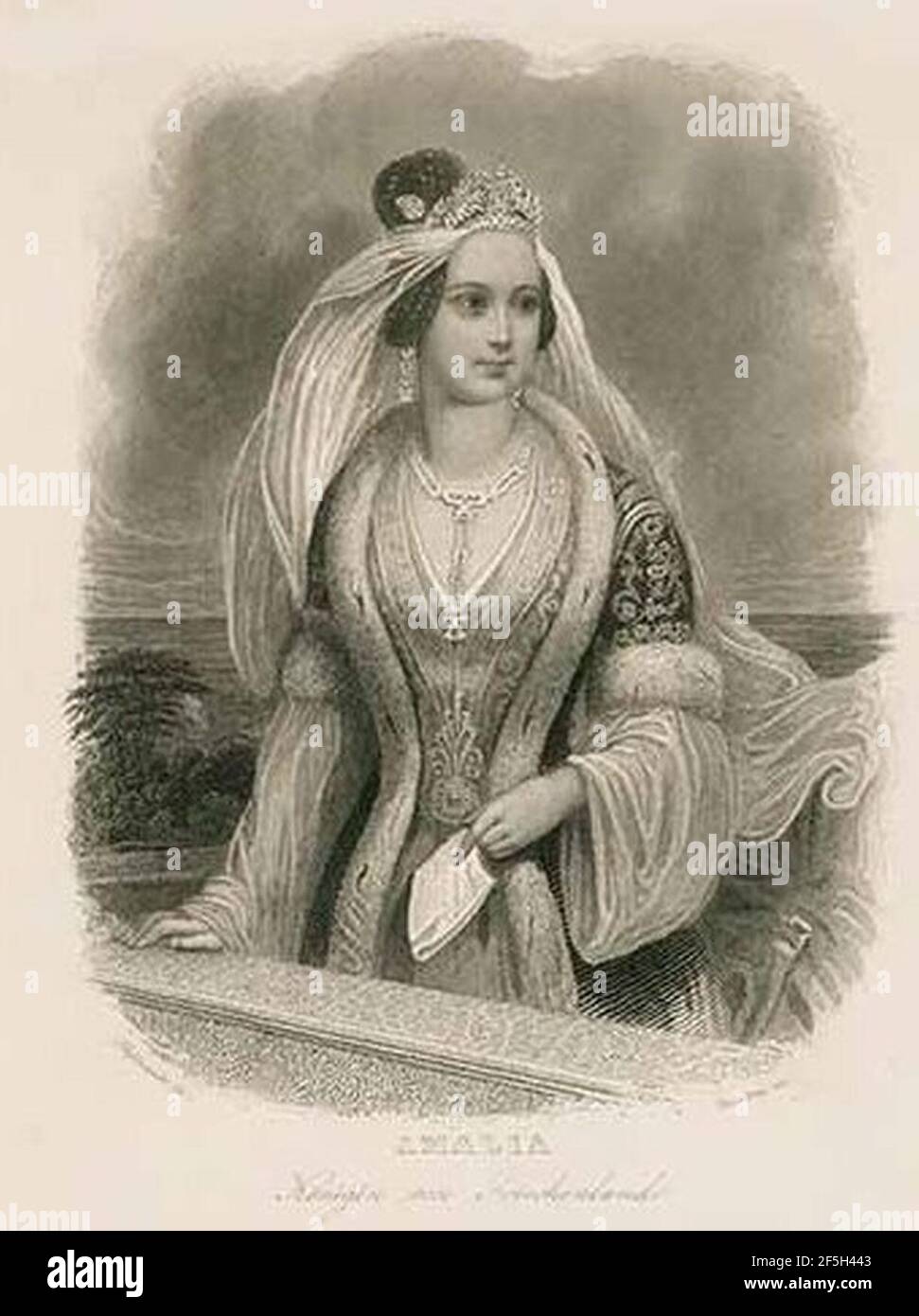 Queen Amalia of Greece 1840. Stock Photo