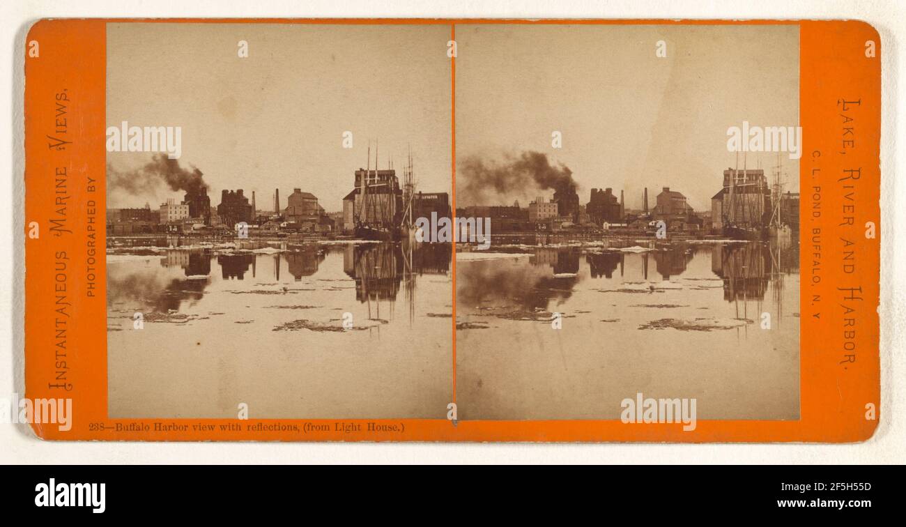 Buffalo Harbor view with reflections, (from Light House.). C.L. Pond