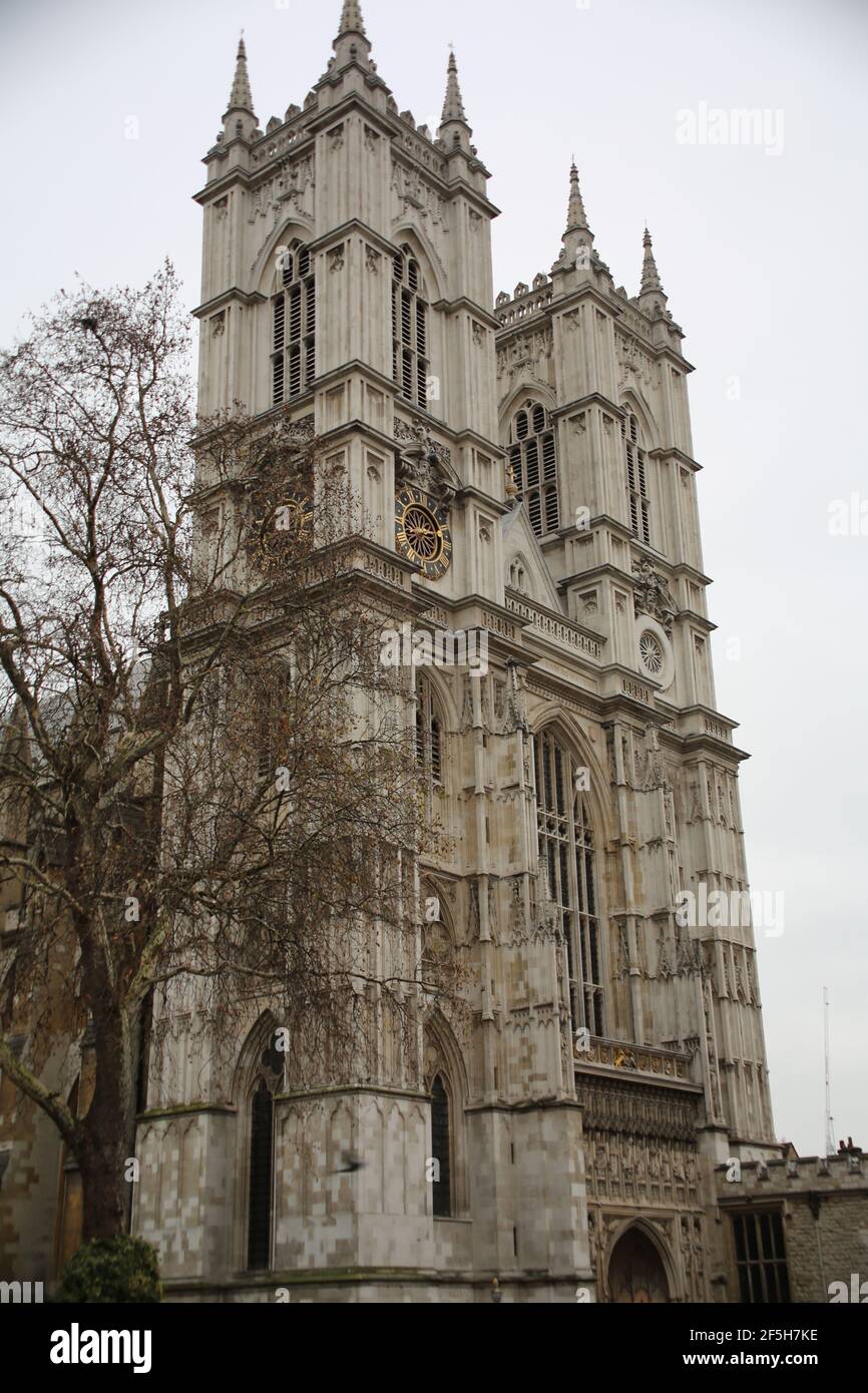 Vertical shot of the Westminster Abbey in UK Stock Photo