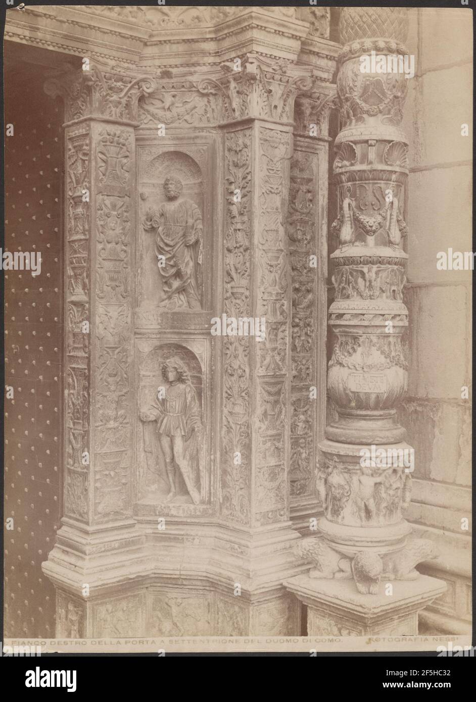 Fianco destro della porta a settentrione del Duomo di Como. Antonio Nessi (Italian, 1834 - 1907) Stock Photo