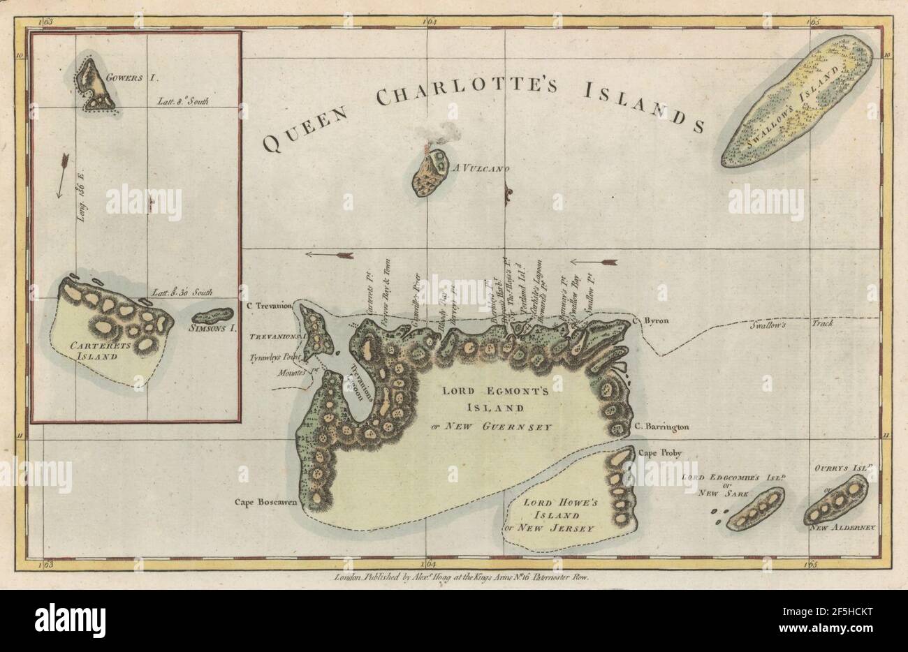 Queen Charlotte's Islands map 1776 Stock Photo Alamy