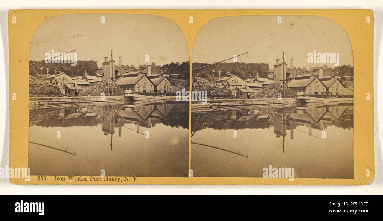 Iron Works, Port Henry, N.Y.. Adin French Styles (American, 1832 - 1910) Stock Photo