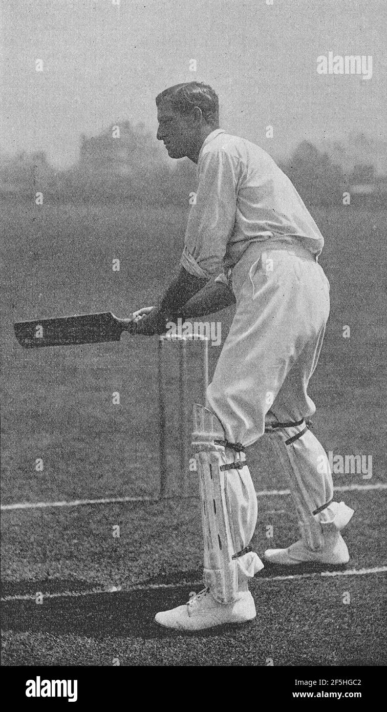 Ranji 1897 page 419 S. M. J. Woods cutting with left foot forward. Stock Photo