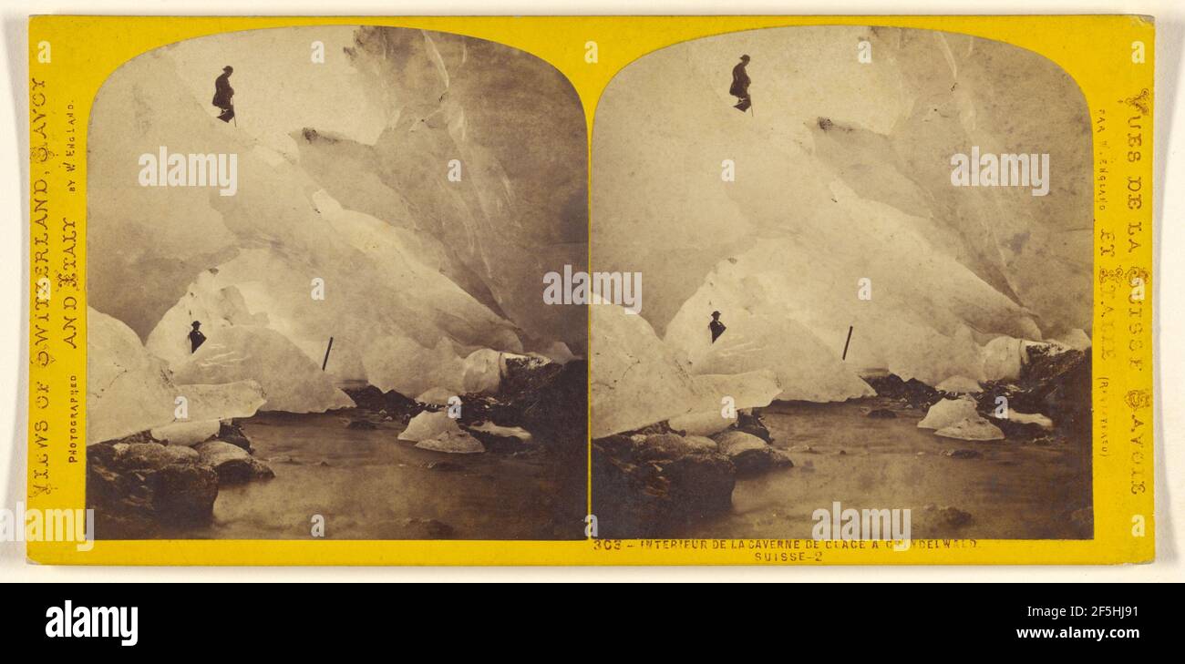 Tirage Albuminé Ancien Suisse Grindelwald Alpinistes Glacier - Circa 1870