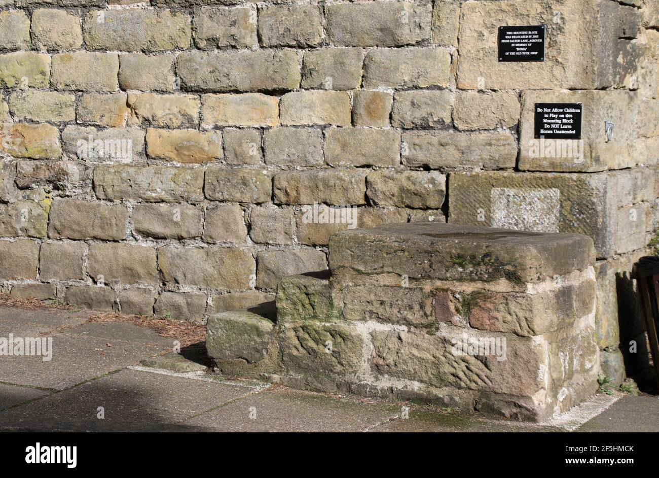 Mounting block in the Derbyshire village of Ashover Stock Photo