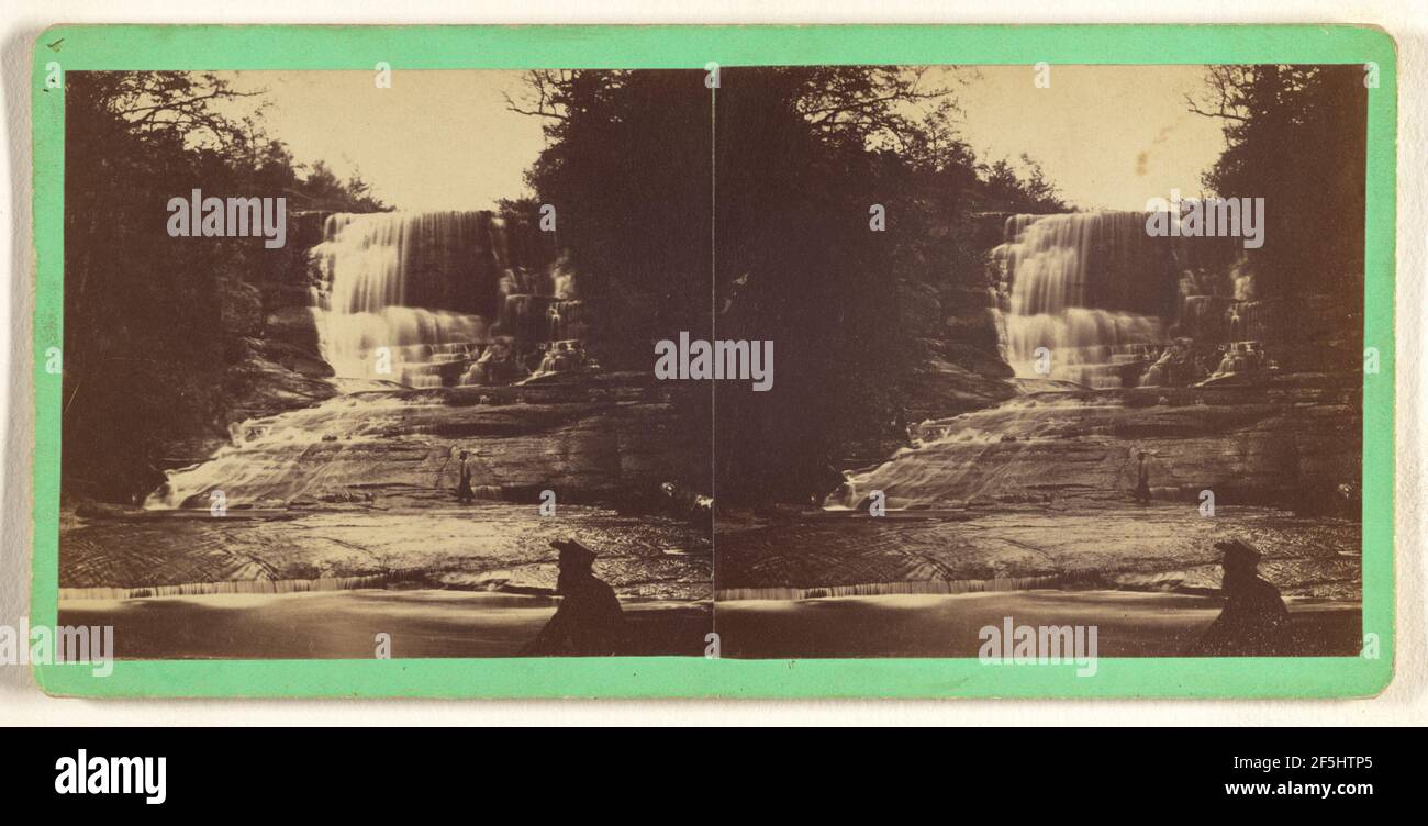 Lower Falls on Saturly Brook. Moravia, N.Y.. T. T. Tuthill (American