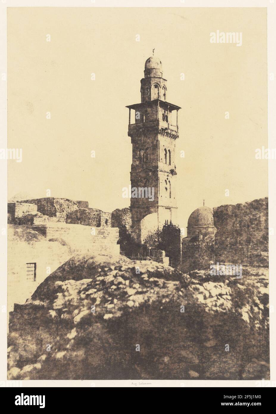 Jérusalem. Enceinte du Temple. Angle Nord-Ouest et Minaret élevé en l'an 697 de l'Hégire. Stock Photo