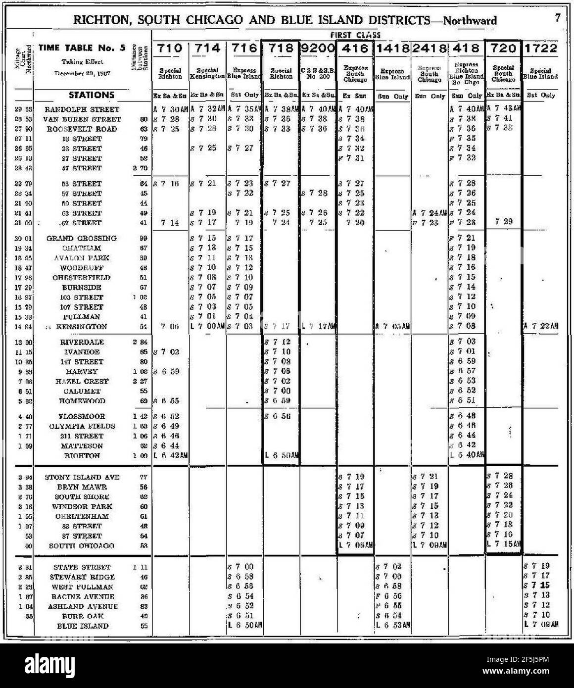 Railroad Accident Report Illinois Central Gulf commuter train collision - EXCERPT FROM ICG CHICAGO DIVISION, ELECTRIC TRAIN TIME TABLE N0. 5. Stock Photo