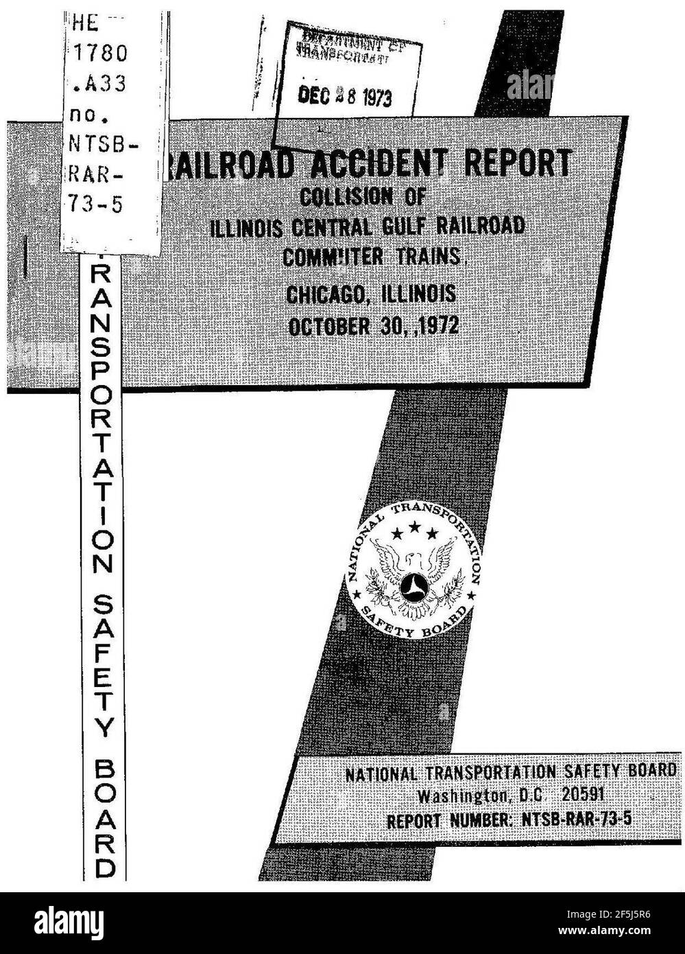 Railroad Accident Report Illinois Central Gulf commuter train collision - Front Cover. Stock Photo