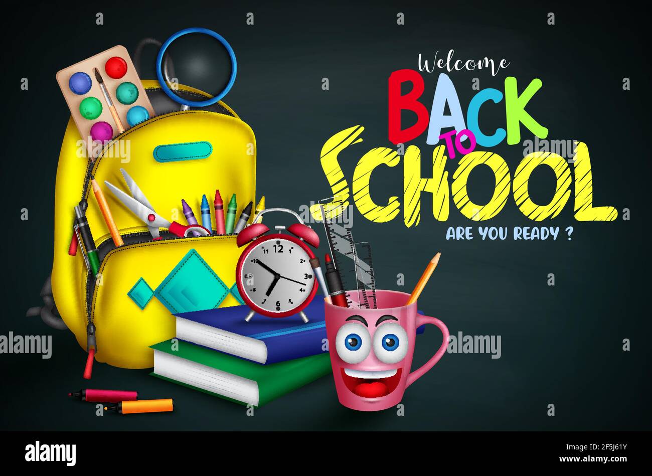 Back to school vector banner design. Welcome back to school text with ...