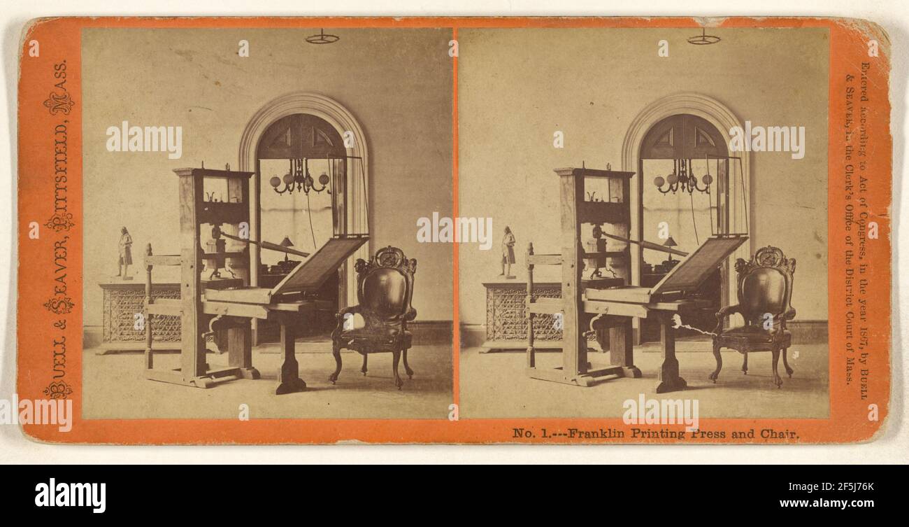franklin-printing-press-and-chair-buell-seaver-stock-photo-alamy