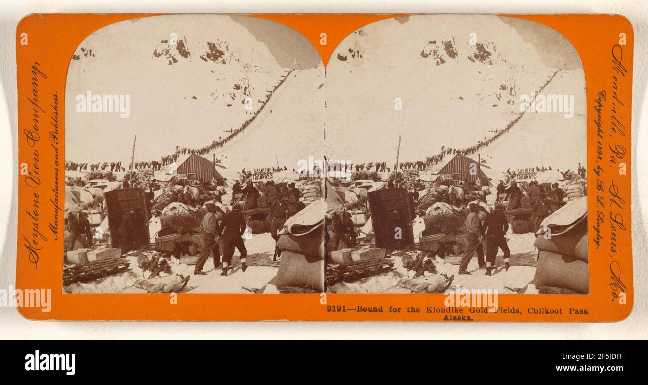 Bound for the Klondike Gold Fields, Chilkoot Pass, Alaska.. B. L ...