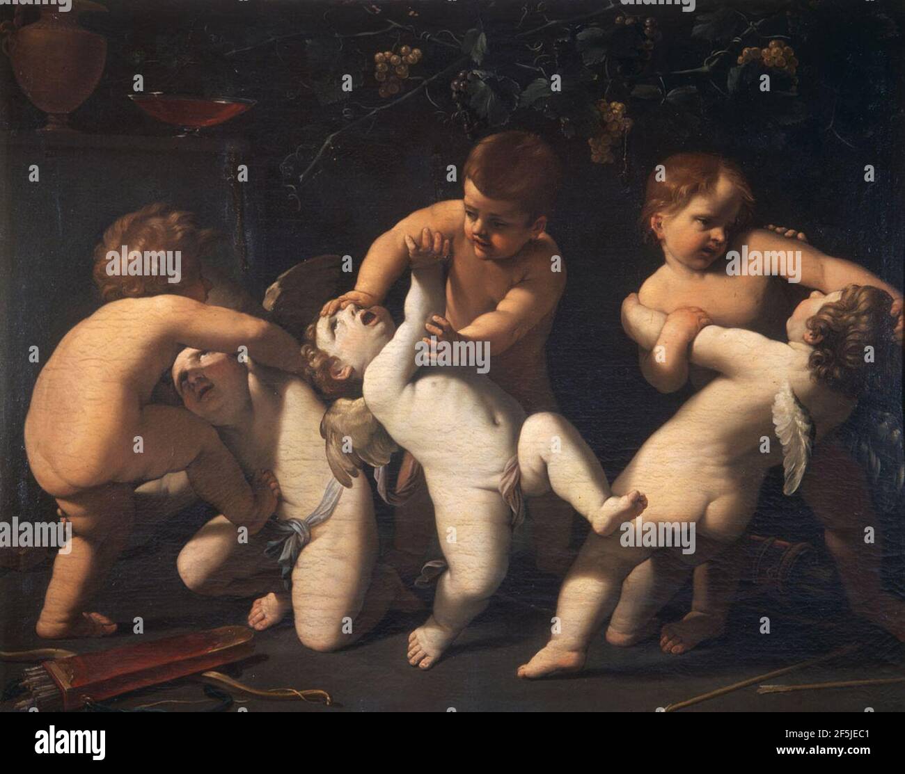 Putti fighting - Guido Reni (1575-1642) - Galleria Doria-Pamphili - Rome. Stock Photo