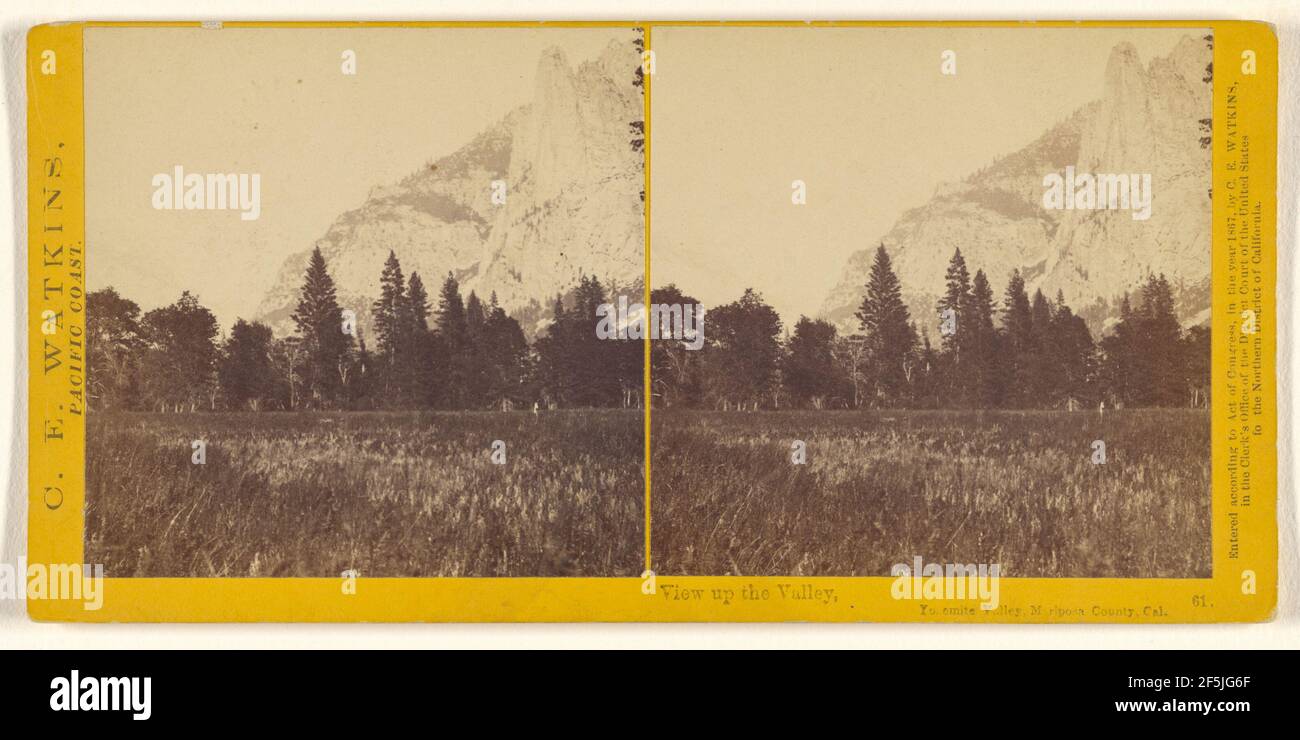 View up the Valley, Yosemite Valley, Mariposa County, Cal.. Carleton Watkins (American, 1829 - 1916) Stock Photo