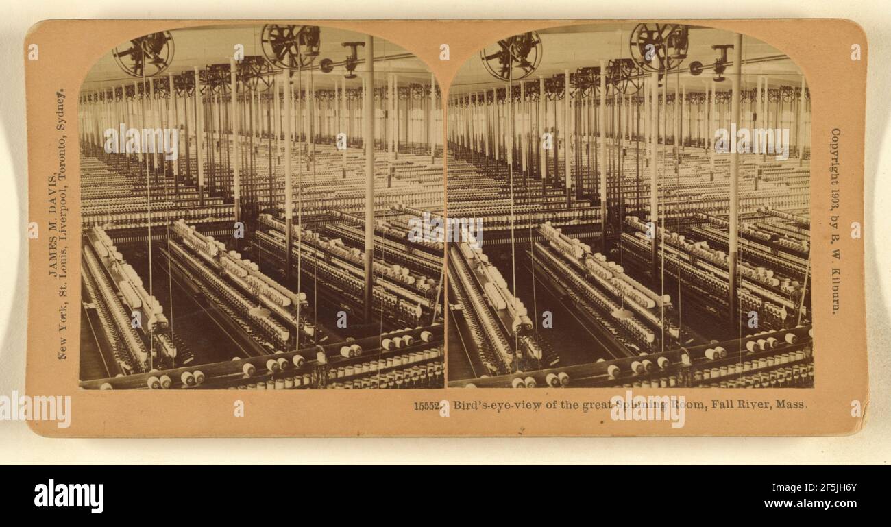 Bird's-eye-view of the great Spinning Room, Fall River, Mass.. Benjamin West Kilburn (American, 1827 - 1909) Stock Photo