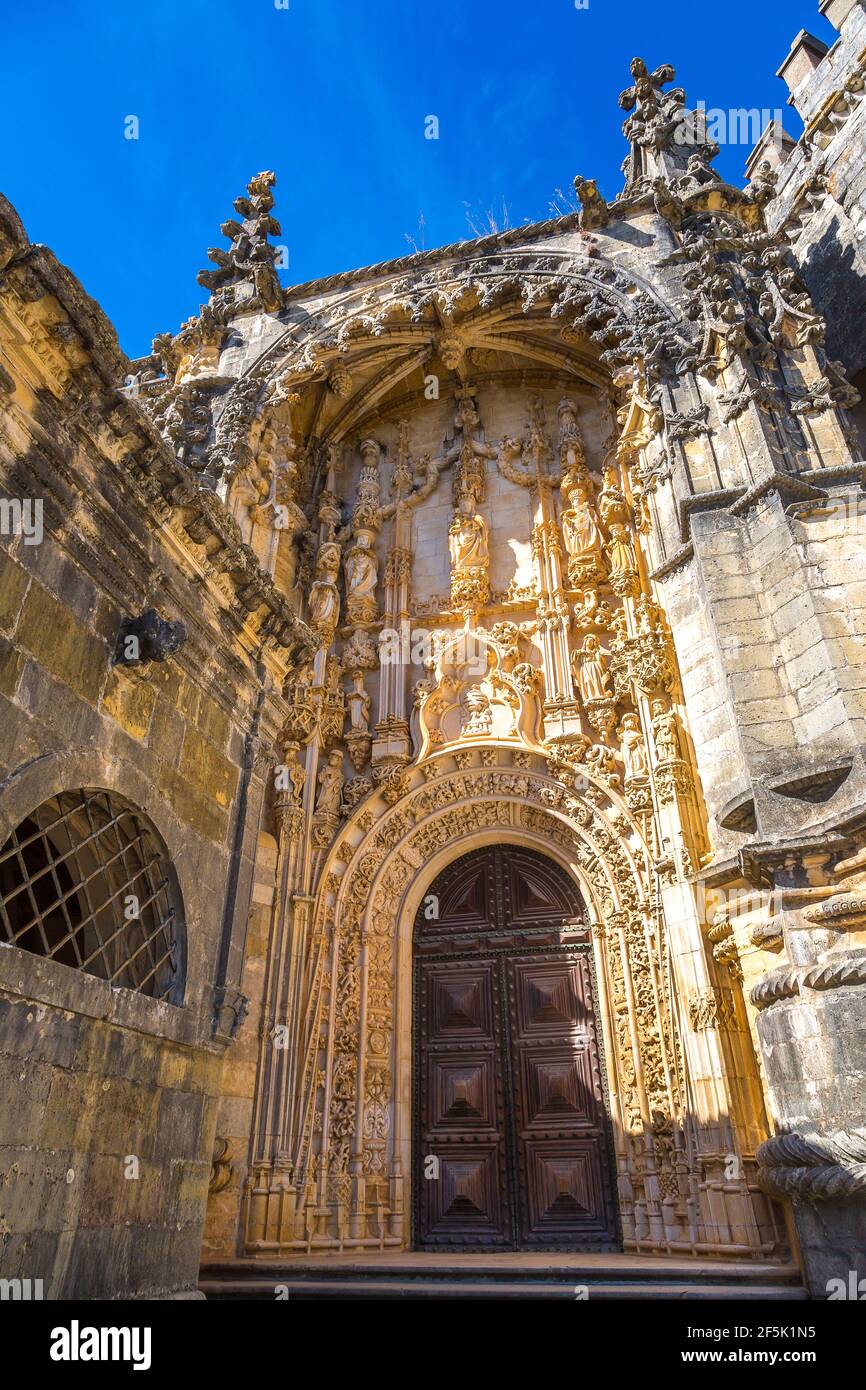 Manueline gate of the Convent of Christ in medieval Templar castle in ...