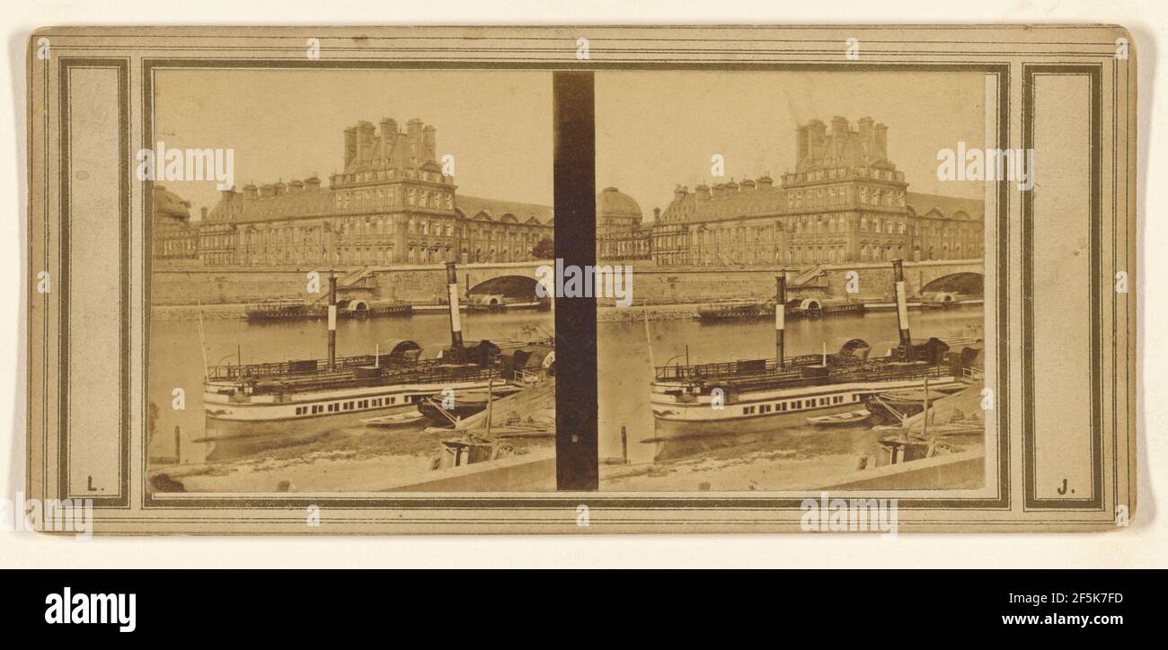 The Tuilleries. The wing at the right hand is part of the celebrated Galerie de Louvre. L. J. (French, active Paris, France 1860s) Stock Photo