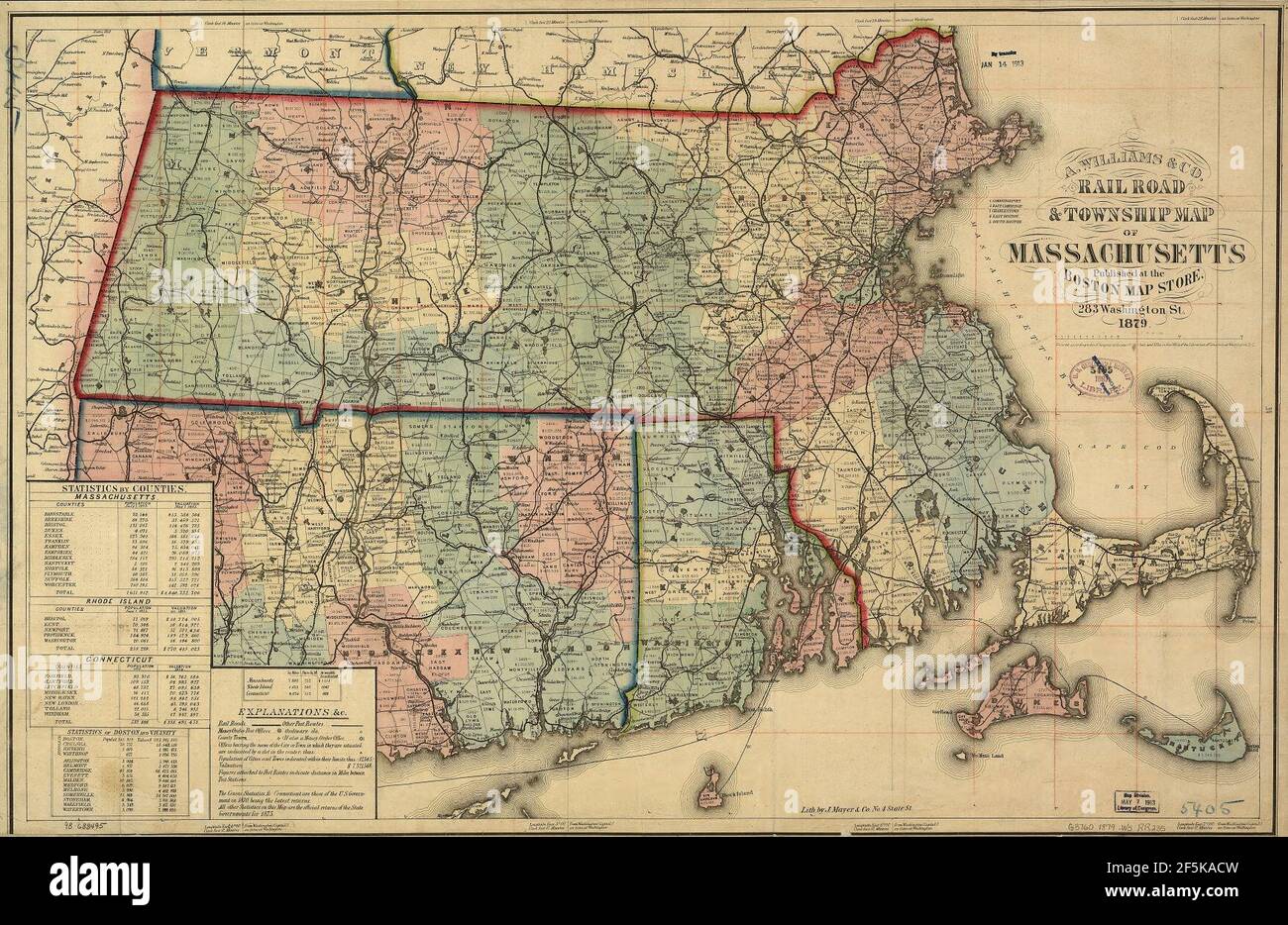 Rail road & township map of Massachusetts, published at the Boston Map