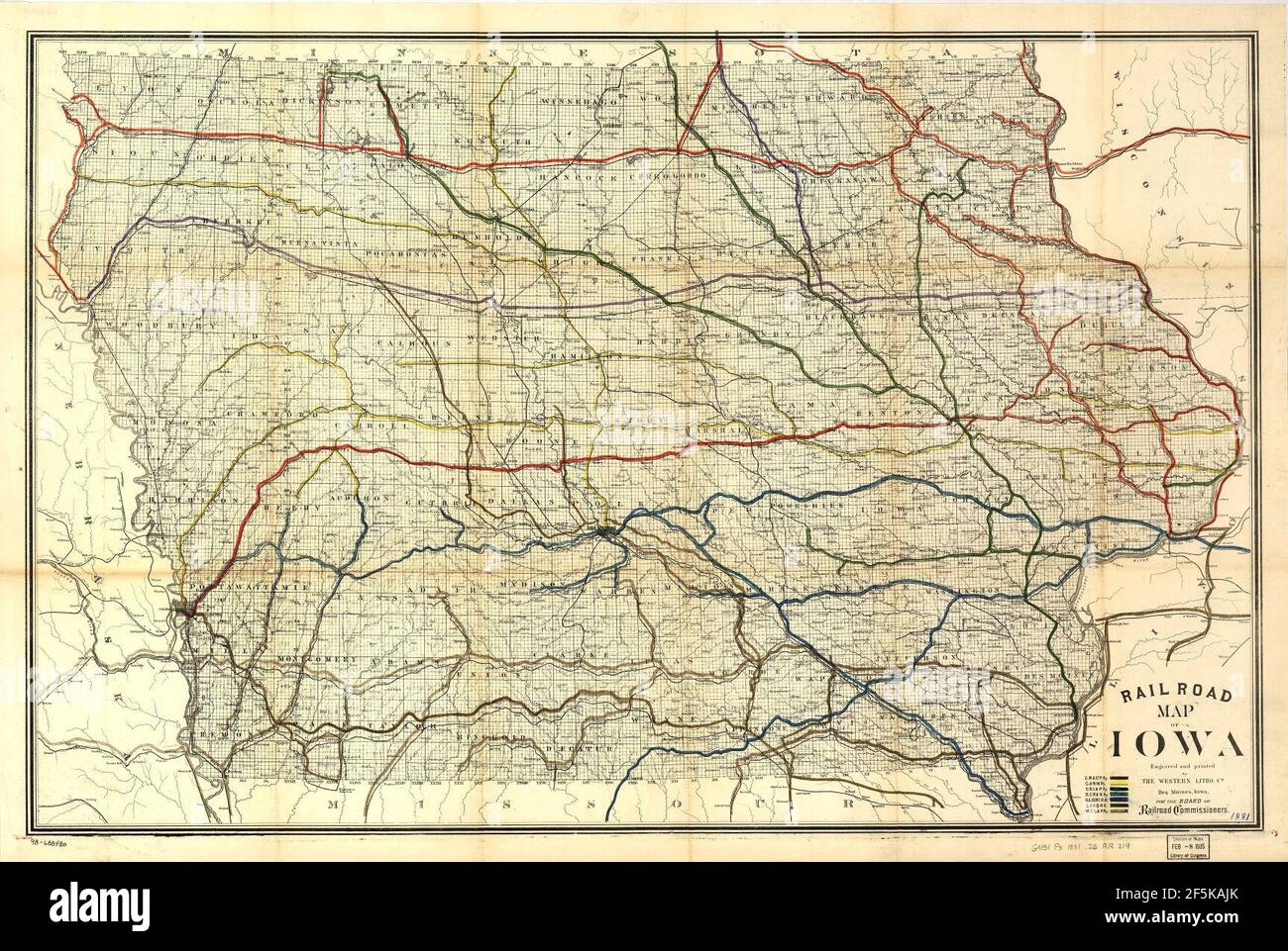 Railroad map of Iowa Stock Photo Alamy