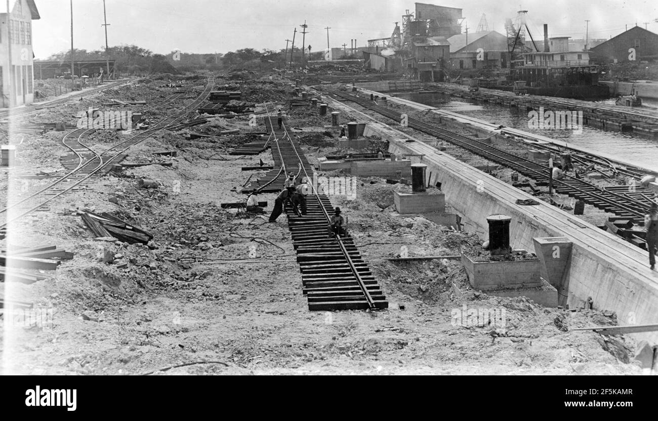 Railroad tracks being laid at the U.S. Naval Station, Pearl Harbor, 28