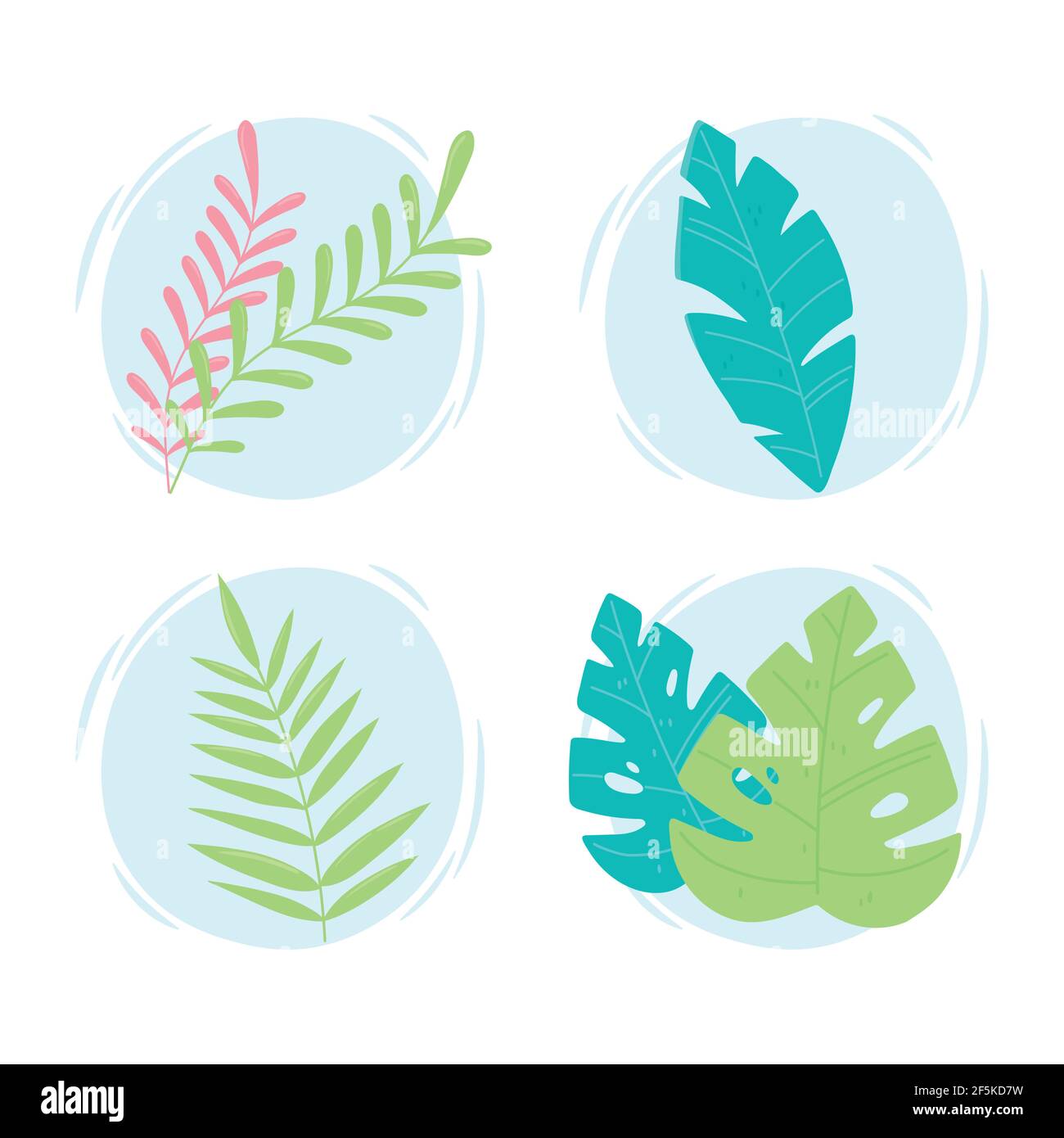 tropical leaves exotic foliage icons Stock Vector Image & Art - Alamy