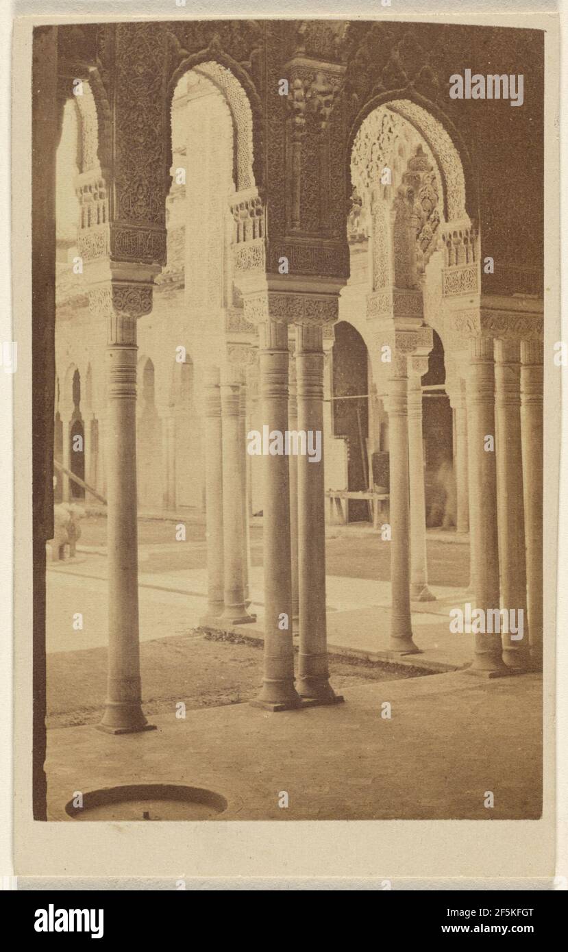 Interior of the Alhambra showing ornate columns. Unknown Stock Photo