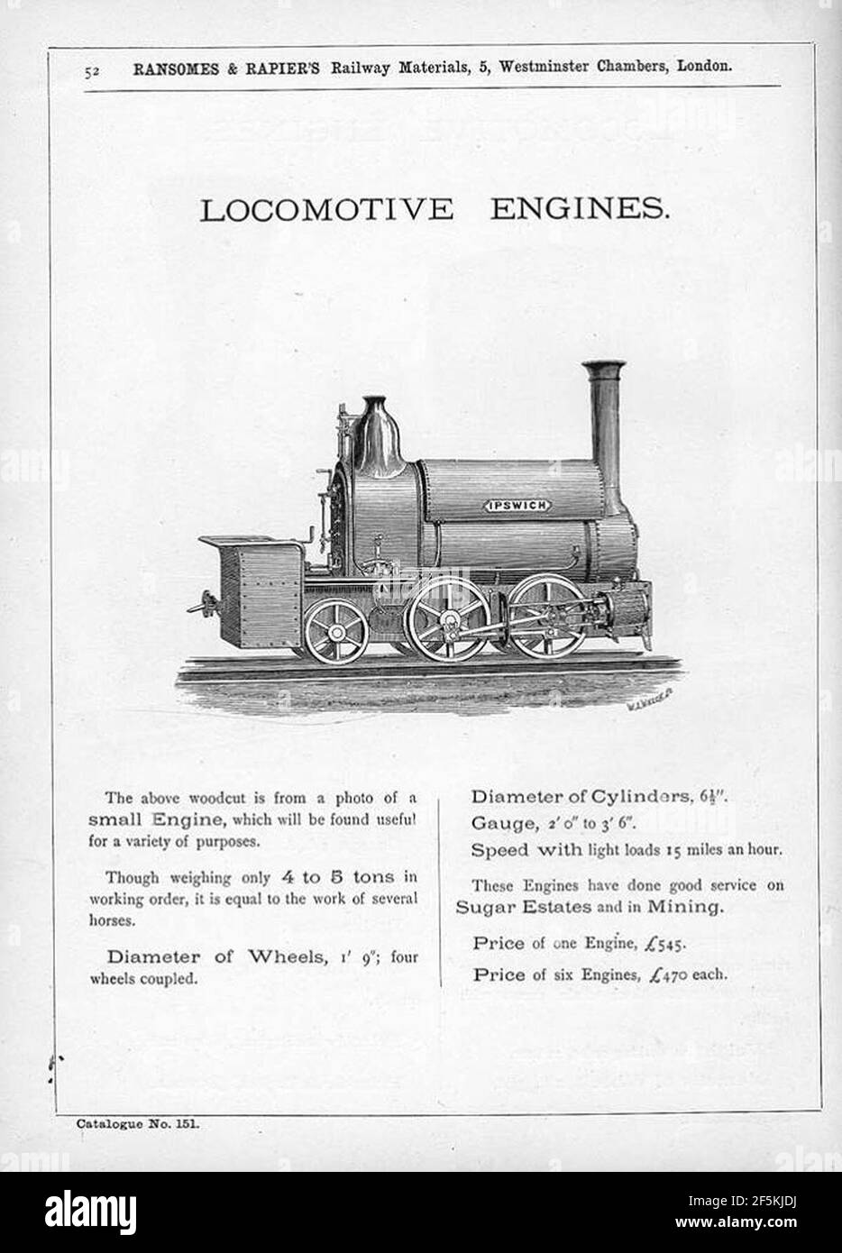 Ransomes and Rapier railway catalog No 151 1888 page 52 Stock Photo Alamy