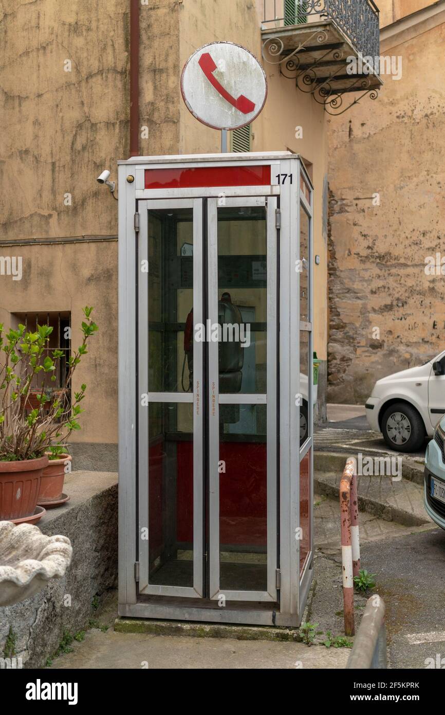 Iconic Italian telephone booth from the 80s and 90s Stock Photo