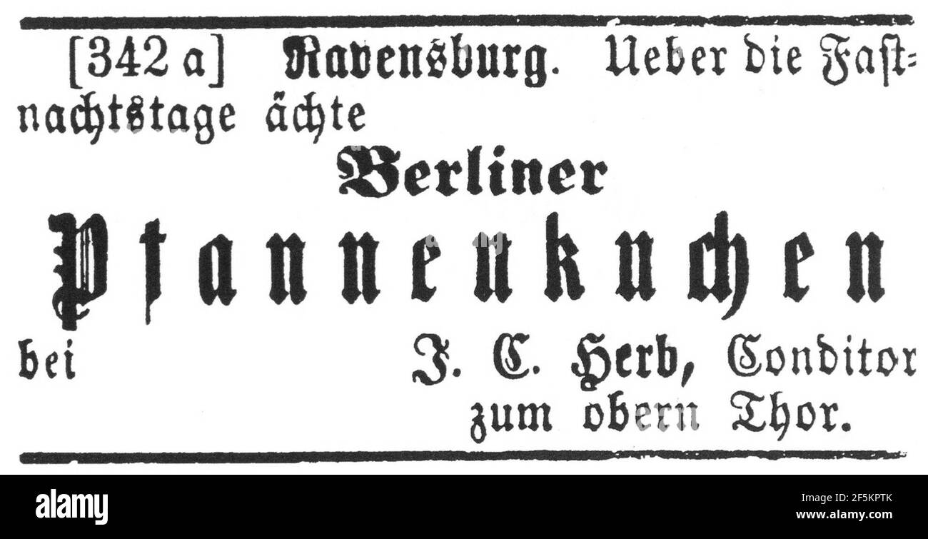 Ravensburg Fastnacht 1861 Berliner Pfannkuchen. Stock Photo