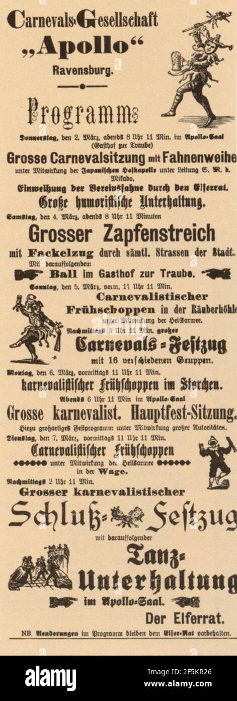 Ravensburg Fastnacht 1905 Apollo Programm Stock Photo - Alamy