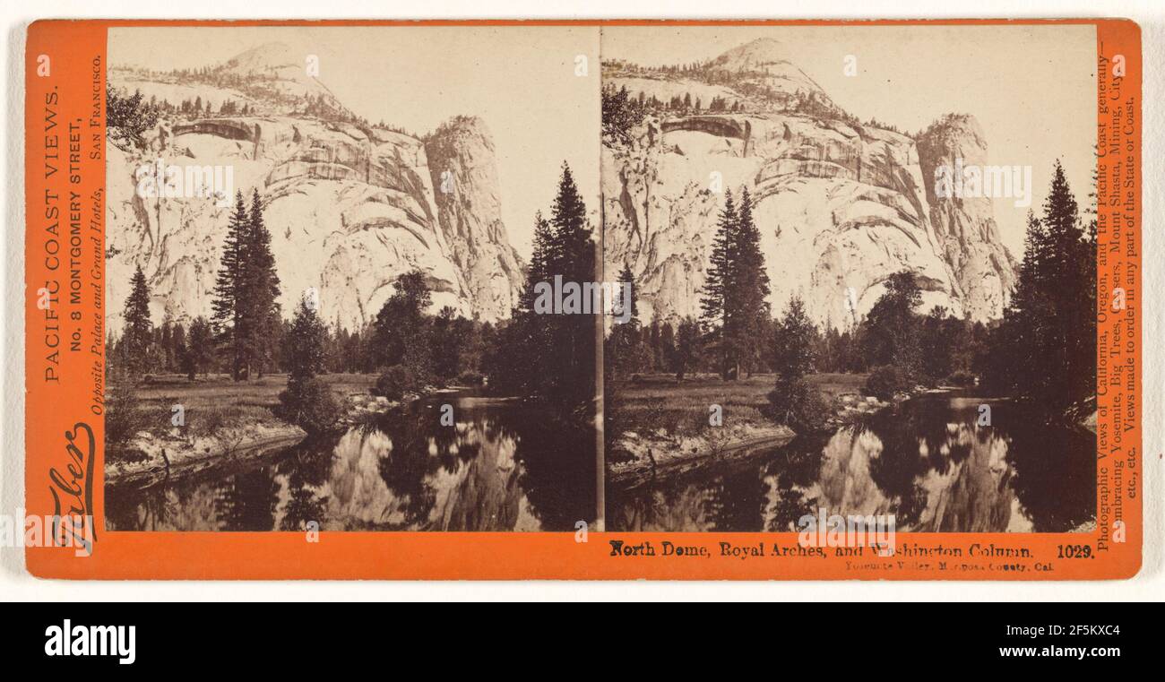 North Dome, Royal Arches, and Washington Column, Yosemite Valley, Mariposa County, Cal.. Stock Photo