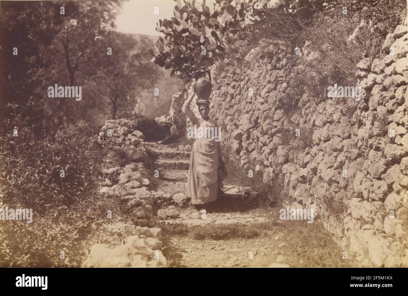 Capri woman carrying jug. James Anderson (British, 1813 - 1877) Stock Photo