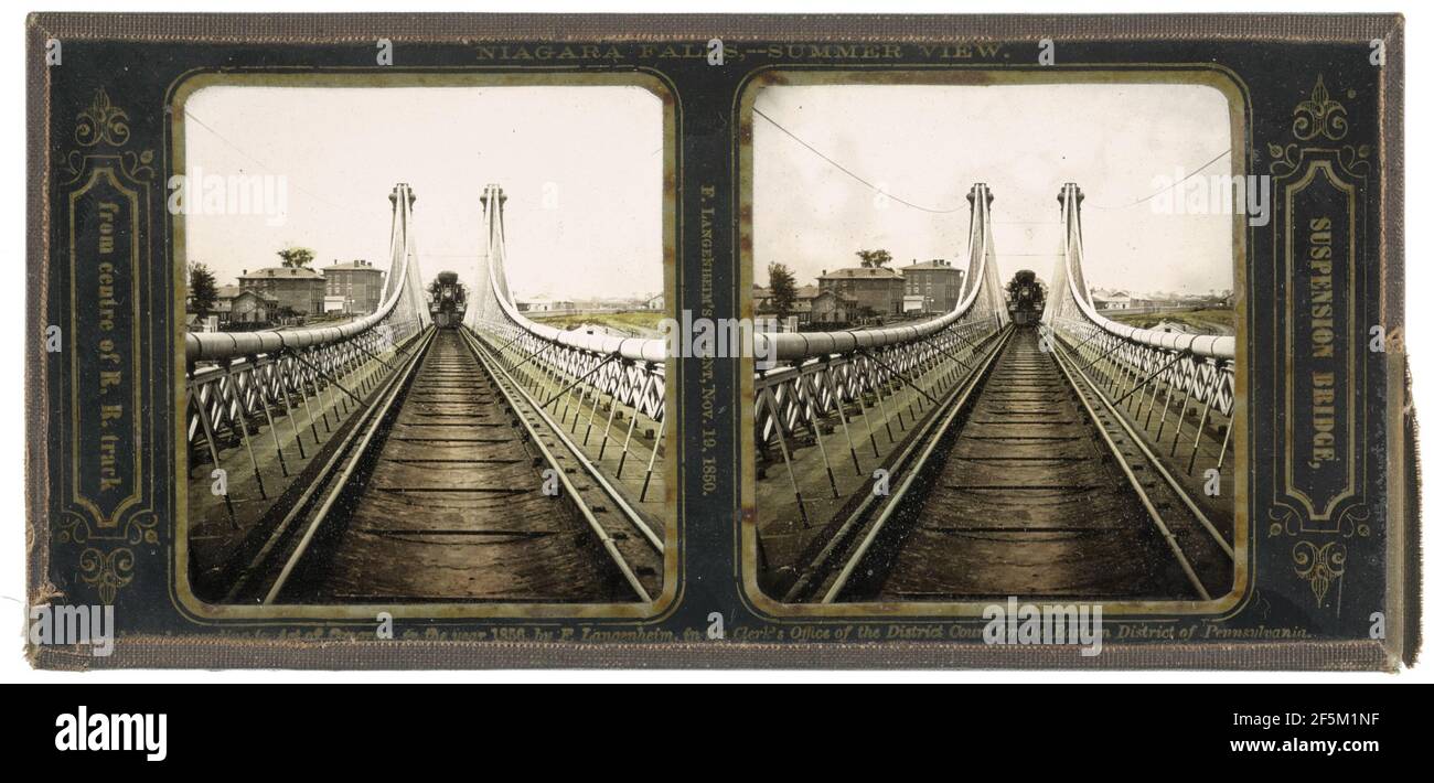 Suspension Bridge from centre of R.R. track.. Langenheim Brothers