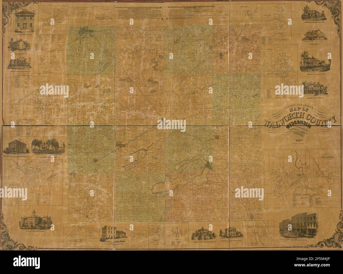 Redding and Watson's map of Walworth County, Wisconsin Stock Photo Alamy