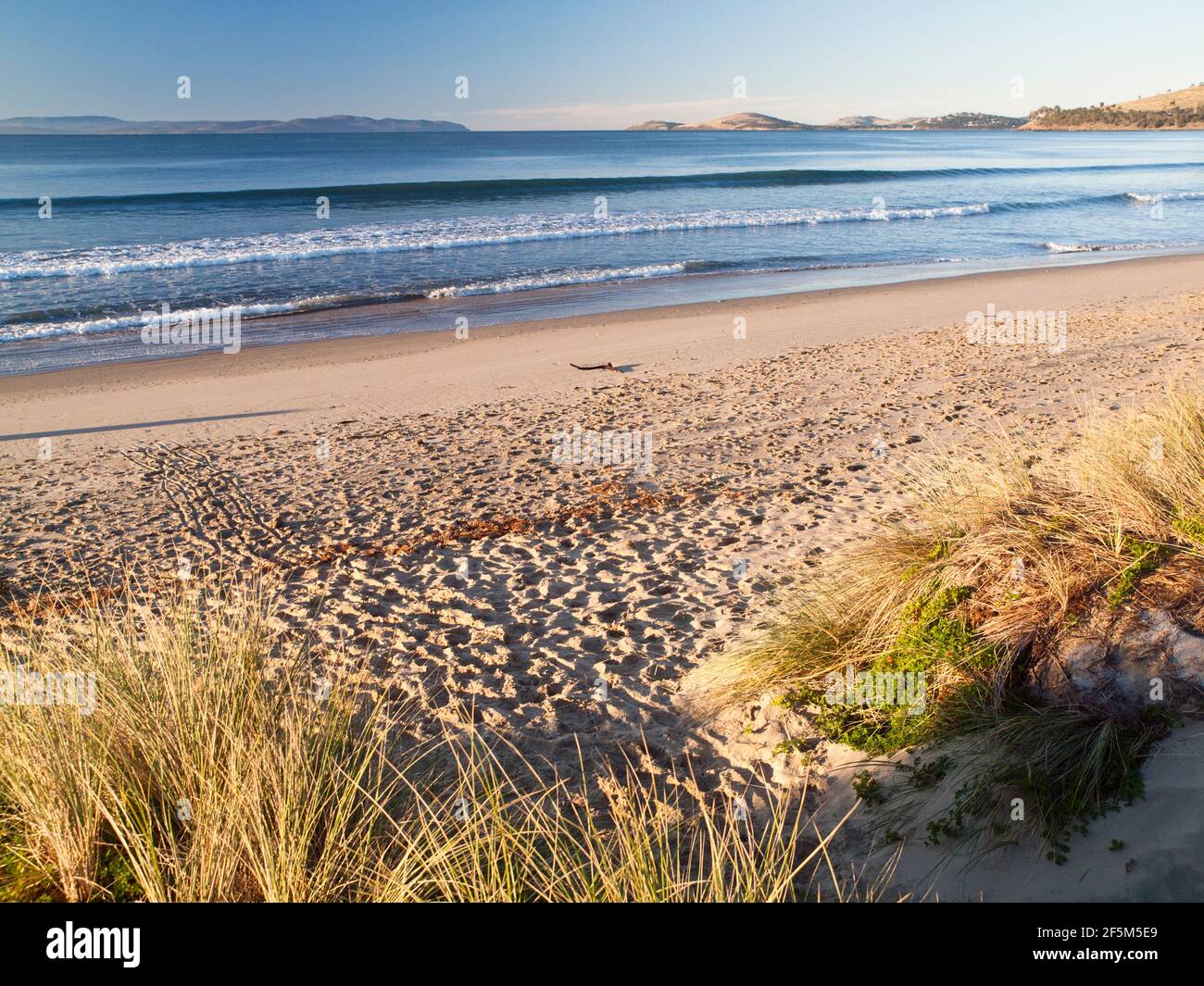 Seven Mile Beach and Frederick Henry Bay, Tasmania, Australia Stock