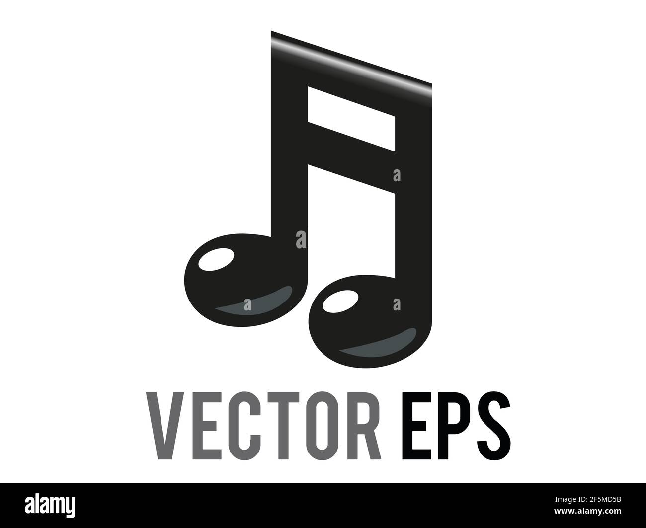 The isolated vector black music note icon, beamed pair of eighth musical notes, denote song lyrics or other music related topics Stock Photo
