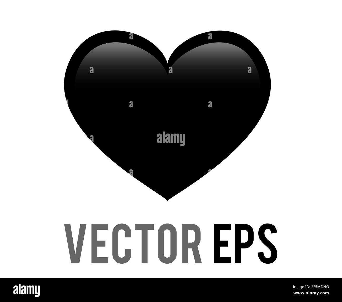 The isolated vector classic love gradient black glossy heart icon, express grief, sorrow, dark side of the soul Stock Photo